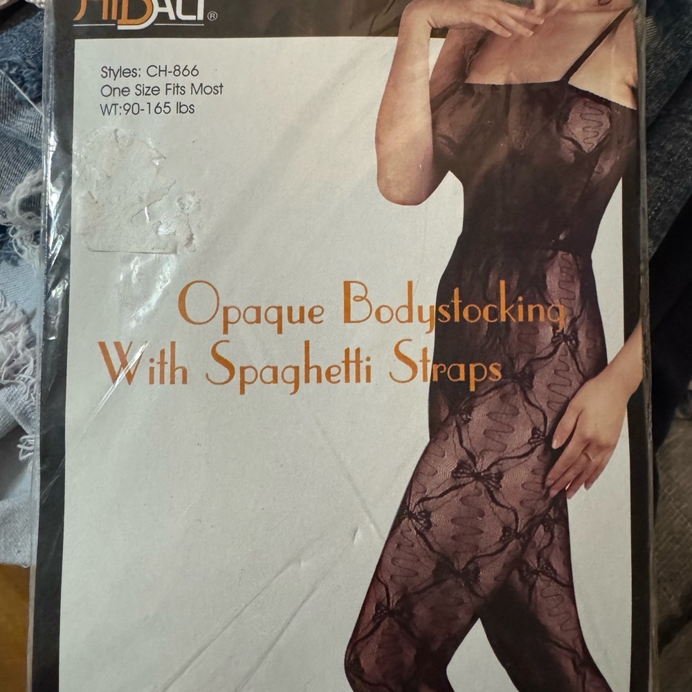 Opaque body stocking with spaghetti straps